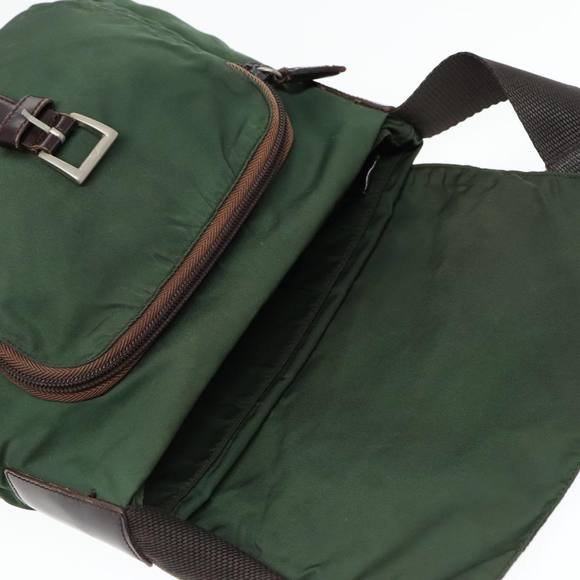 PRADA Shoulder Bag Nylon Green Brown Silver Auth bs18578 - Picture 10 of 16